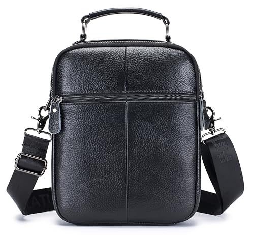 Image of Genuine Leather Shoulder Bag for Men, Medium Messenger Bag Crossbody, Mens Handbag with Multiple Pockets for Daily