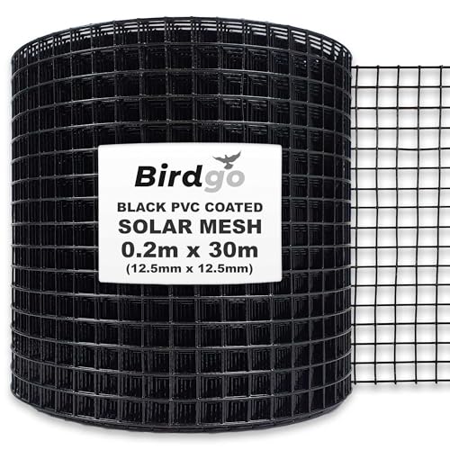 Birdgo 30m Black PVC Coated Solar Proofing Bird Mesh - Prevention Control Barrier to Stop Pigeons Nesting Under Roof Solar Panels