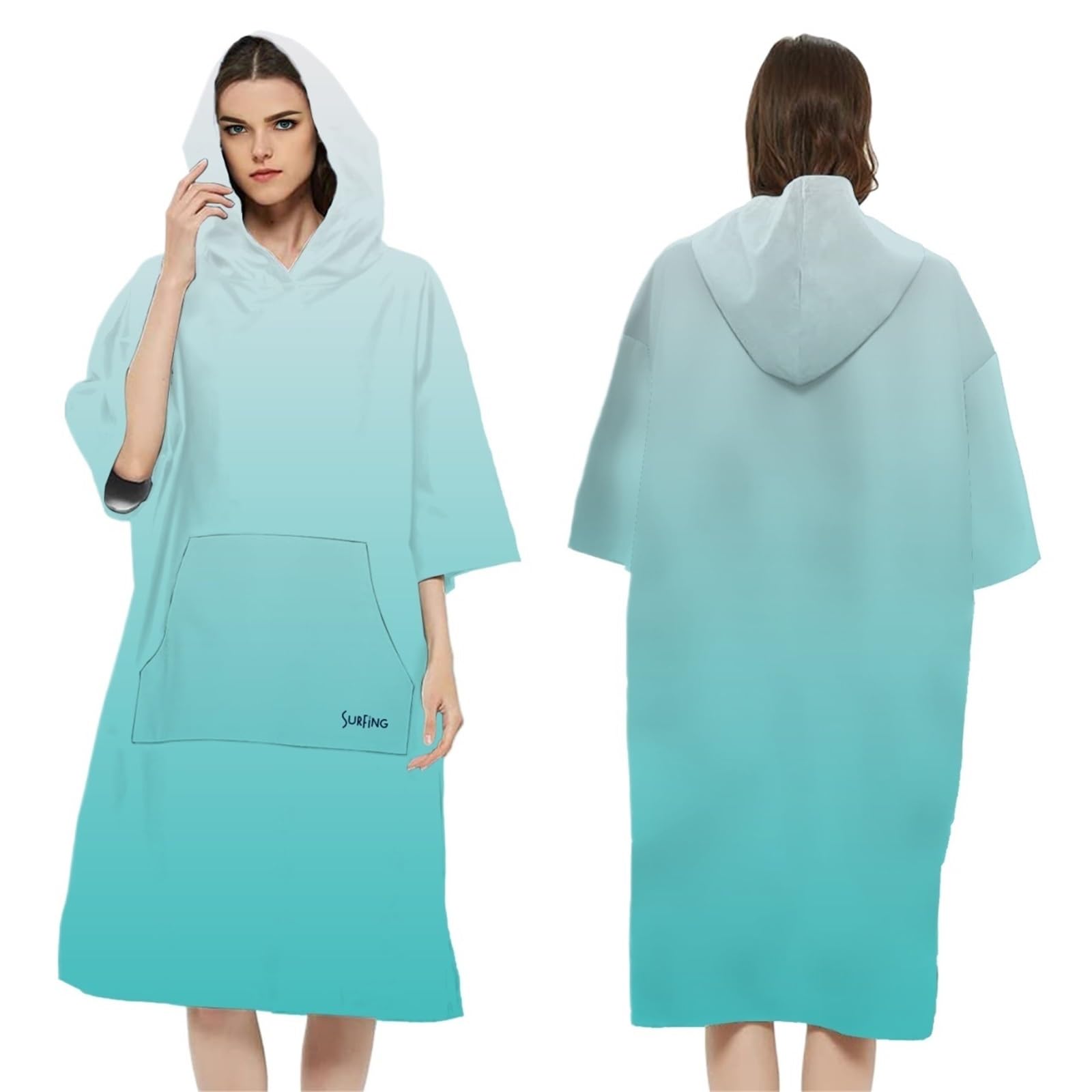 Poncho, asciugamano, accappatoio, poncho ad asciugatura rapida, con cappuccio, da spiaggia, for adulti per Spiaggia e Sport Acquatici(Blue 2)