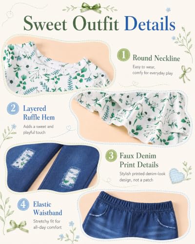 Image of SODLON Baby Girl Clothes Toddler Girls Fall Winter Top Jeans Outfits 9M-5T