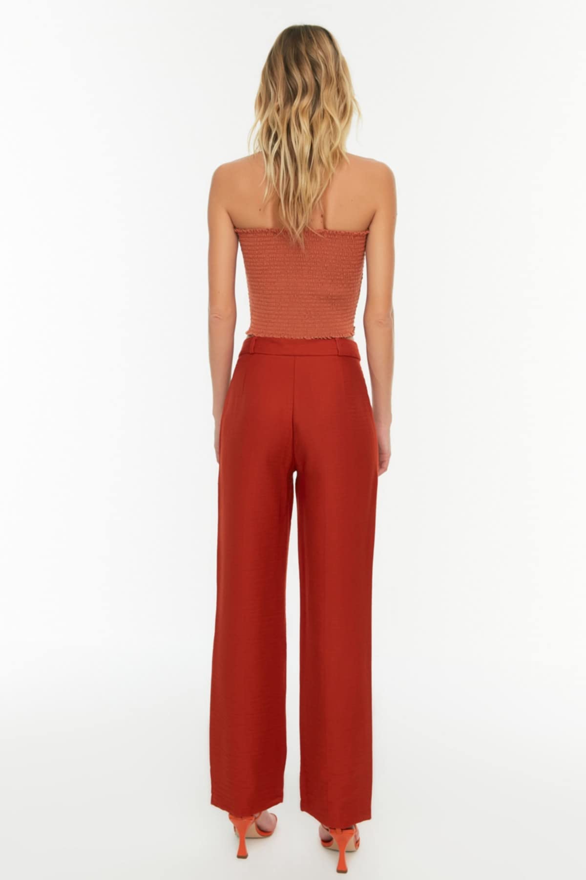 Trendyol Pantalon Détaillé en Maille Côtelée Femme