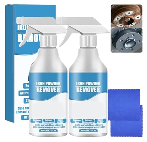 Car Rust & Iron Particle Remover Spray, Fast Acting Heavy Duty Metal Cleaner Rust Remover Spray, Brake Dust & Metal Residue on Vehicles,Tools, Bolts Wheels & More, Works on All Surfaces (2)