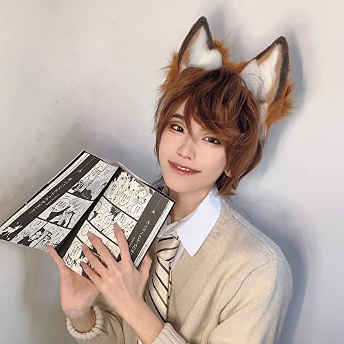 Image of VIGVAN Handmade Wolf Fox Ears Animal Cosplay Cute Head Accessories for Halloween