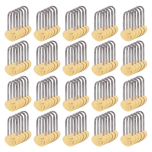 100 PCS 3.5" Love Locks Single Heart Keyless Padlock Without Key Forever Love for Lovers Wedding,Valentines,Anniversary,Travel(NO Key)