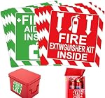 Green First Aid Kit Inside Red Fire Extinguisher Inside Stickers 4 Inch Safety Sign-Adhesive First Aid Kit Sign Decals UV Resistant 8 Pcs Industrial Safety Warning Decal for Trucks or Equipment