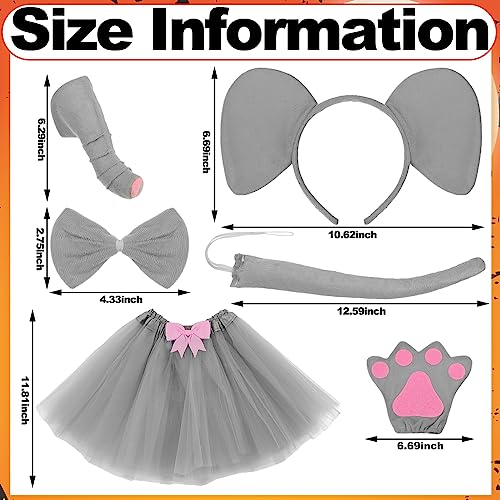 Disfraz infantil de elefante accesorios gris kit 6 pzas miniatura 3