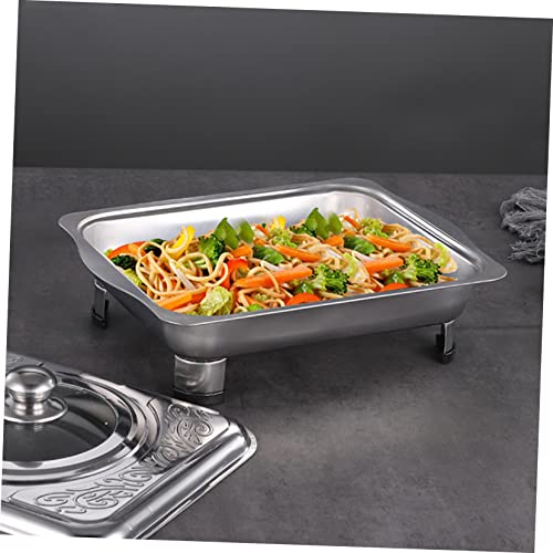 Plateau buffet rectangulaire inox avec couvercle et support antidérapant - 4
