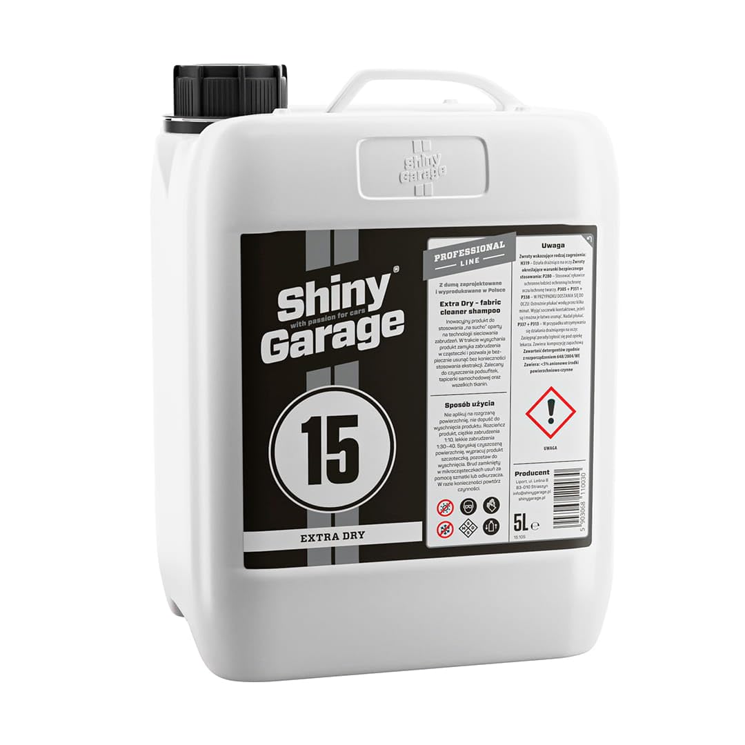 SHINY GARAGE Extra Dry 5 L | Sicherer Reiniger für Dachhimmel & empfindliche Polster ohne Durchnässen