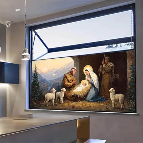Vinilo decorativo ventana escena nacimiento 39.3x17.7 pulg miniatura 7