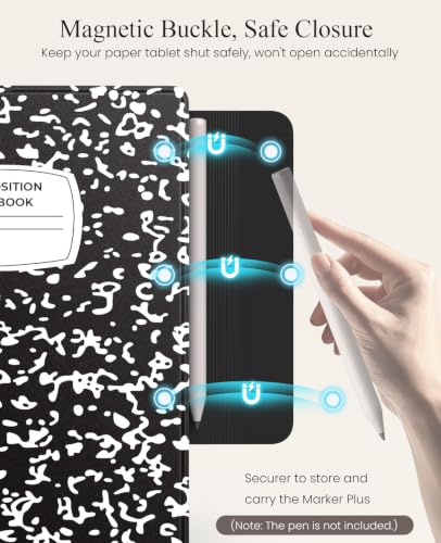 Image of MoKo Case for Remarkable Paper Pure 10.3 inch 2026 with Pen Holder, Note Black | Slim protective hard shell folio cover with secure pen holder, Auto Wake & Sleep