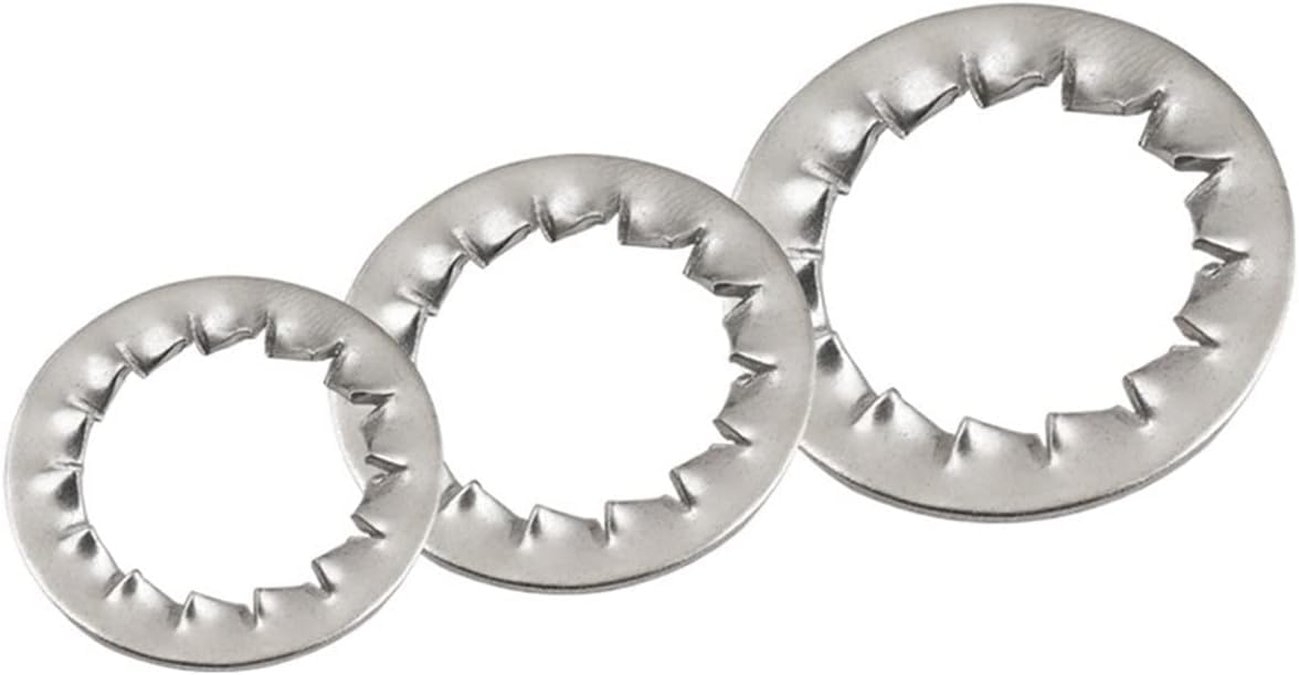 Lock washers,Star washers 304 Stainless Steel External Internal Toothed Serrated Lock Washer Gasket(Inner Toothed Washer,M2 (100pcs))