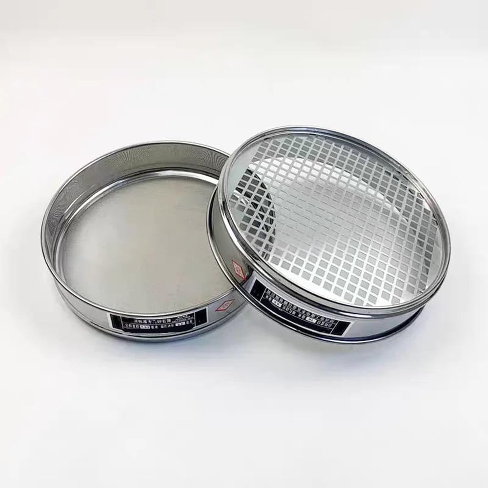 Sito laboratoryjne do badań żwiru, kwadratowe oczka 20 cm, otwór 0,075-90 mm, chromowana pokrywa i tacka(1.18 mm)