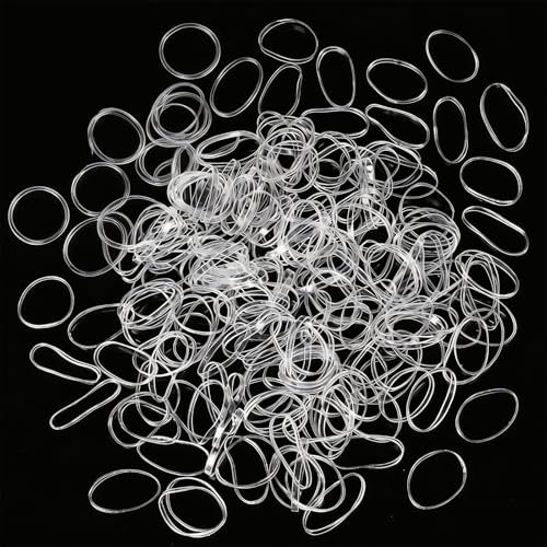 500 Pcs Clear Thin Hair Elastics Small Elastic Bands for Girls Hair Mini Rubber Bands for Kids Braids & Wedding Hairstyles Strong Hold Hair Bands