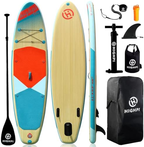 Highpi 11ft Inflatable Stand Up Paddle Board for Youth and Adults – Wide Sup with Premium Accessories, Blow Up Paddleboard for Surfing, Fishing, Yoga & More