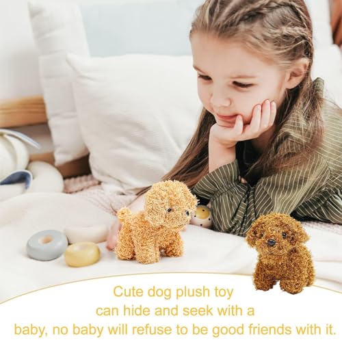 ANBOOR 3 Kleine Kuscheltiere 12cm Süßes Hündchen-Plüsch-Stofftier Mit Schlüsselanhänger Für Partygeschenke, Baby Shower,Kindergarten (Braun, Weiß, Hellbraun)