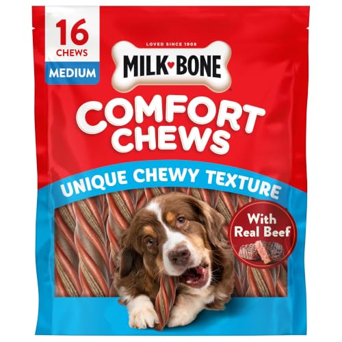 Image of Milk-Bone Comfort Chews, Unique Chewy Texture & Real Beef, 16 Dog Chews | 40.8-oz. bag, For dogs 15-75 lbs., Rawhide-free dog chews, Made with real beef