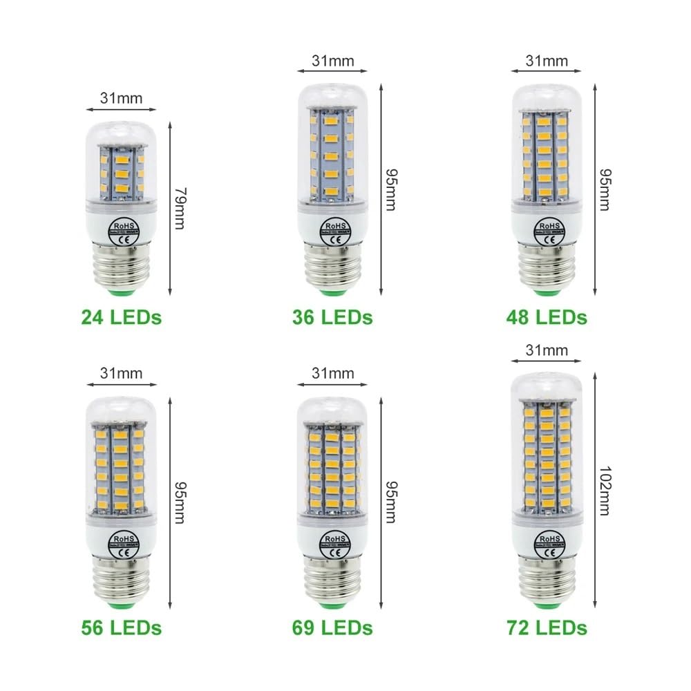 XYAL Lampadine, Confezione da 15, lampada a mais a LED AC220V GU10/G9/E27/E14/B22 Lampada a lampadina a LED for lampadari(Cold White 72 LEDs,GU10)
