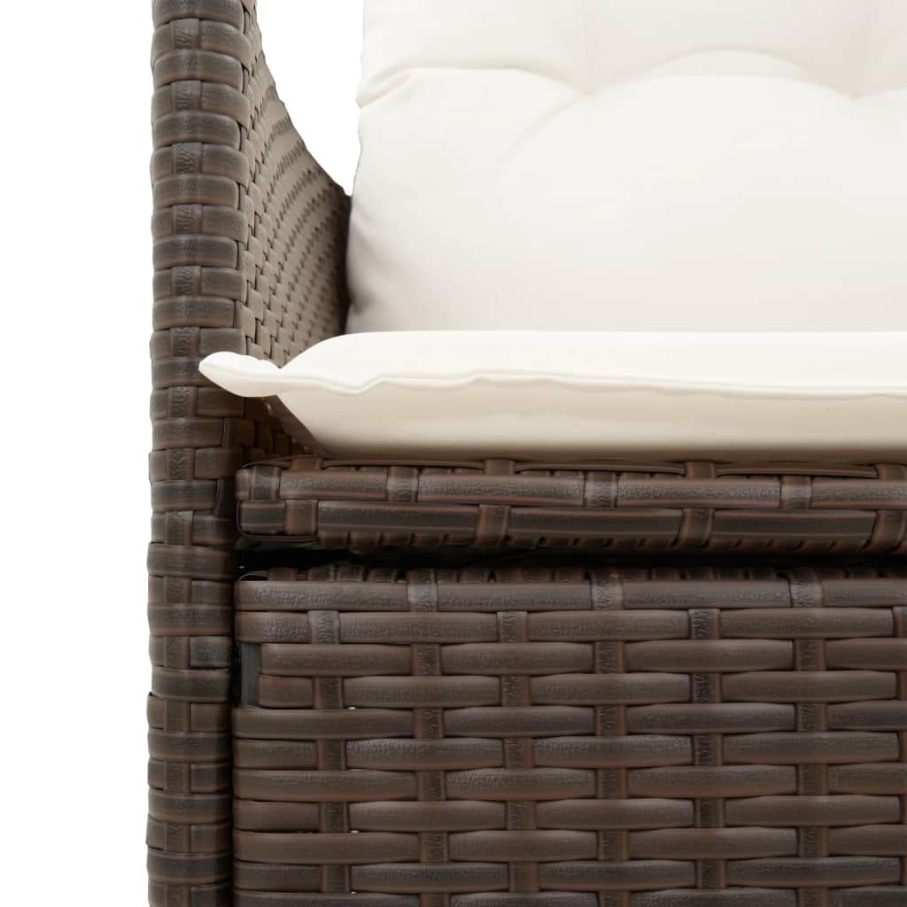 2 poltrone da giardino con cuscino, regolabili, colore marrone, in polyrattan, per giardino e terrazza