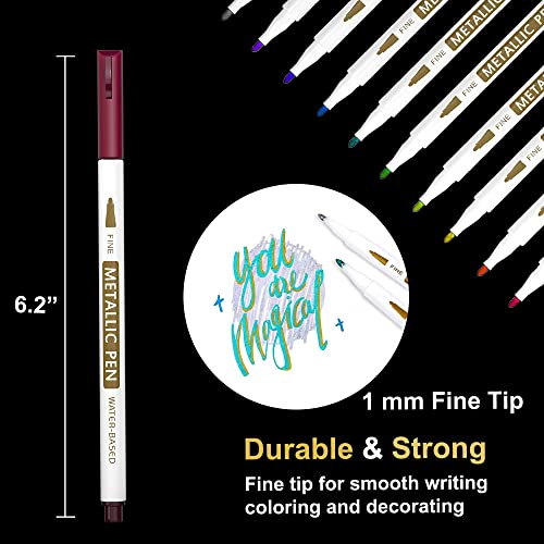 Lelix 24 Colors Metallic Marker Pens, Fine Tip Paint Pens For Diy Photo Album, Black Paper, Card Making, Rock Art Painting, Scrapbooking, Glass, Metal, Wood #TOP1