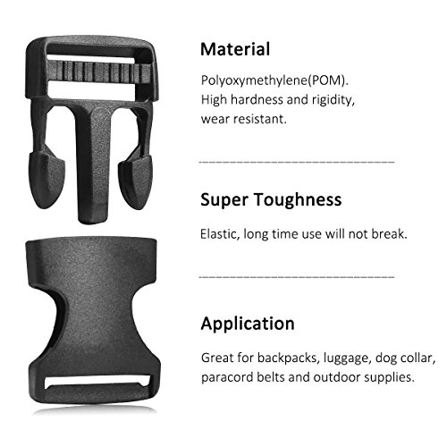 20 Pack Plastic Buckles 1 Inch Quick Side Release Buckles For Backpack Webbing Belt (Black) #TOP6