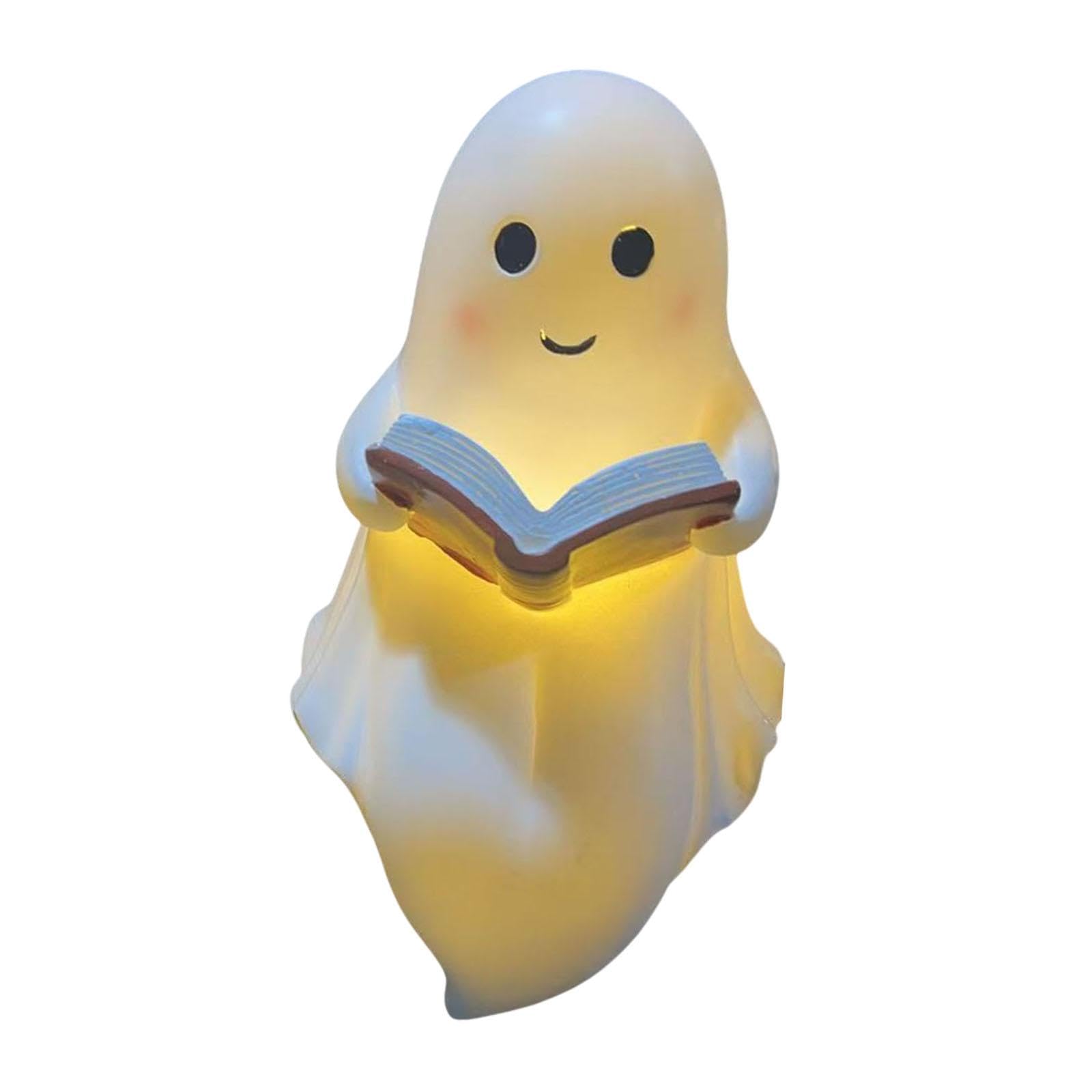Geist Niedliche Nachtlampe Halloween Leselampe Buchfigur Resin Dekoration Beleuchtung für Wohnzimmer Schlafzimmer Bücherregal für Geschenk