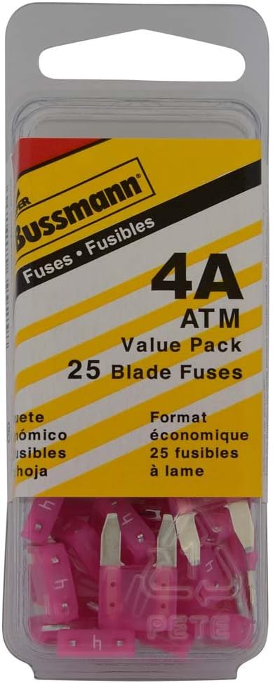 Bussmann (VP/ATM-4-RP) Pink 4 Amp Fast Acting ATM Mini Fuse, (Pack of 25)