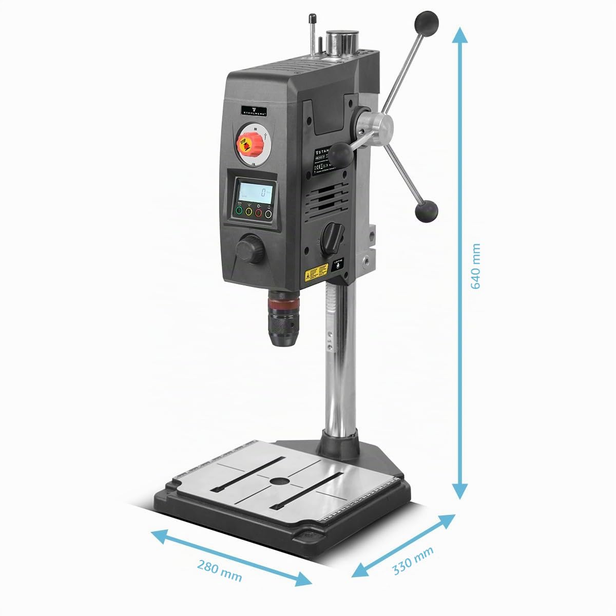 STAHLWERK taladradora de columna con láser de líneas cruzadas - 800 W taladradora de columna, velocidad 200-2.500 rpm, portabrocas rápido de 1,5-13 mm