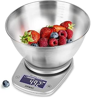 Duronic Kitchen Scales with Bowl KS5000 SR/SS, Postal Baking weighing scale, 2.5L Bowl, 5KG Capacity, Add & Weigh Tare, 1g Precision