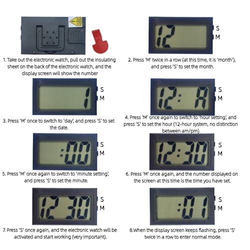 Image of Small Digital Clock，Portable Travel Clock，Classroom Bedroom Bathroom Glass Car Motorcycle Dashboard Mini Clock Battery Operated Self Adhesive (1, Black)