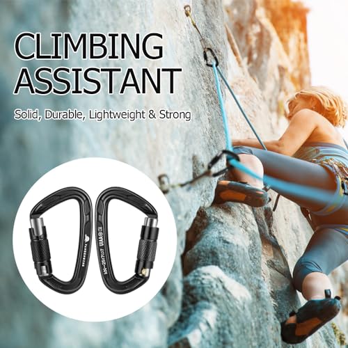 T-Fly Auto Locking Climbing Carabiner Clips 25KN (5620 lbs), Heavy Duty Carabiners for Rock/Ice Climbing, Rappelling, Rescue, Hammocks 3.9" Large Size
