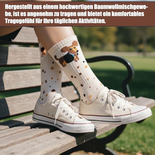 Yuwnd 2 Doppel Dackel Socken Damen 39-42 und 2 Stück Dackel Anhänger, Dackel Schlüsselanhänger für Tierliebhaber, Schlüsselanhänger Dackel Lustige Geschenke für Frauen Männer