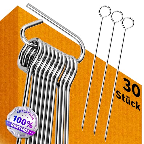4happy Rouladennadeln 30 Stück im Set - Rouladennadeln Edelstahl rostfrei Länge 10 cm Rouladenspieße mit rundem Griff und scharfer Spitze praktischer Ersatz für Rouladenklammern