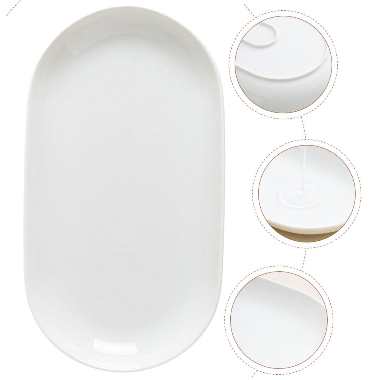 Piatto Ellittico in Ceramica Bianco, Piatto da Portata per Servire