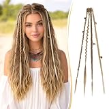 RUWISS Clip in Bohemian Zopf Extensions,2 Stück Clip in Extensions Haarteil 40cm Handgeflochtene Extensions Zopf Synthetische Haarverlängerung für Frauen - H24#