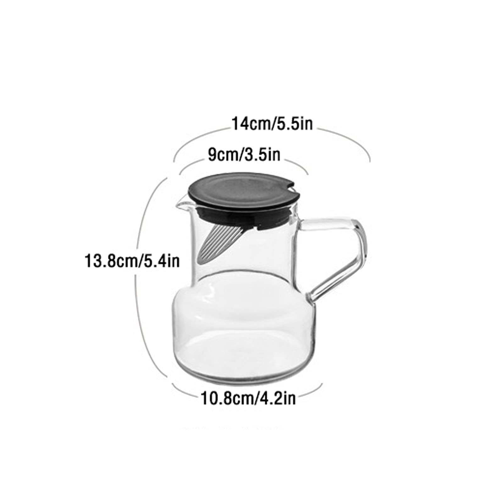 bouilloires Pichet en Verre Simple avec Trou de Filtre en Acier Inoxydable Haute température résistant à l'eau Froide pichet théière ménagère (27 oz) Cantine(Bianco)