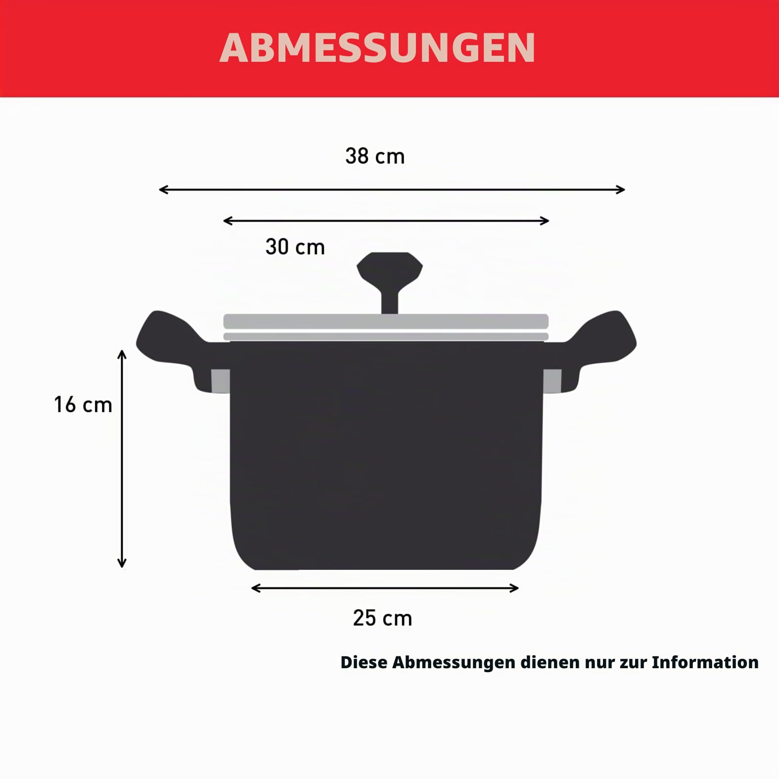 Tefal Intuition XL Kochtopf 36 cm / 17,5 l, Induktion, Edelstahl 18/10, 5 Jahre Garantie, robuste genietete Griffe, Glasdeckel B8647504