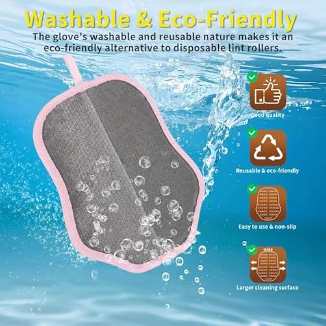 Pet Hair Removal Glove for Cats& Dogs Enlarge Reusable Electrostatic Pet Hair Gloves, Pet Hair Remover Tool for Couch, Clothing,Carpet, Car Seat (Pink)-M1BECNbB