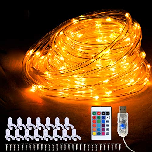33ft Rope Lights with Remote Control, 100 LED Outdoor Color Changing Tube Lights, Multicolor Rope Lights for Bedroom, Christmas, Easter, Valentine's Day Decoration