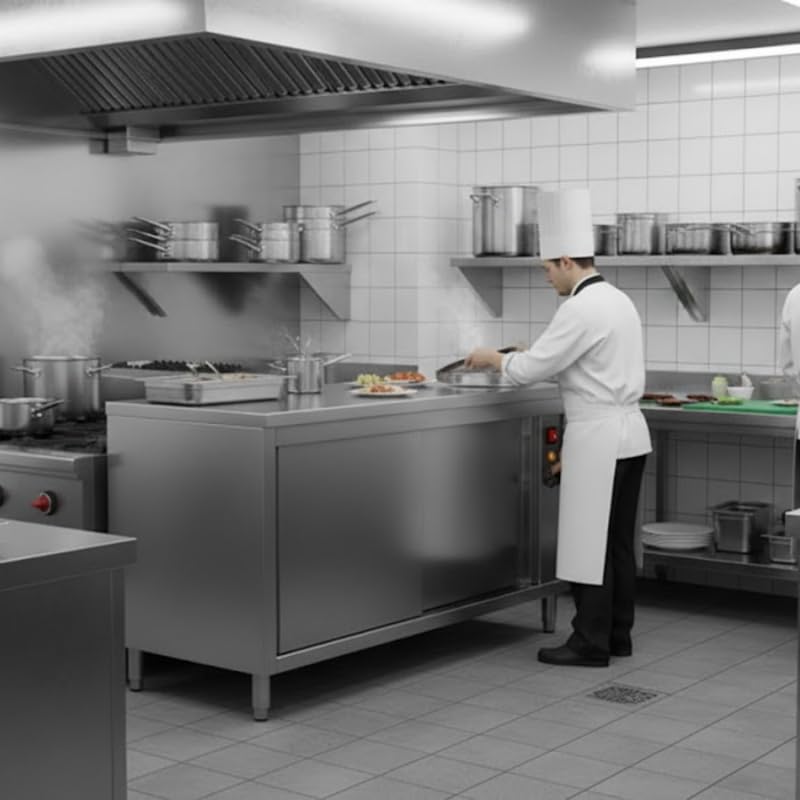 Meuble Chauffant Central 1400 x 600 mm – 1200W – Inox – Armoire Chauffante Professionnelle