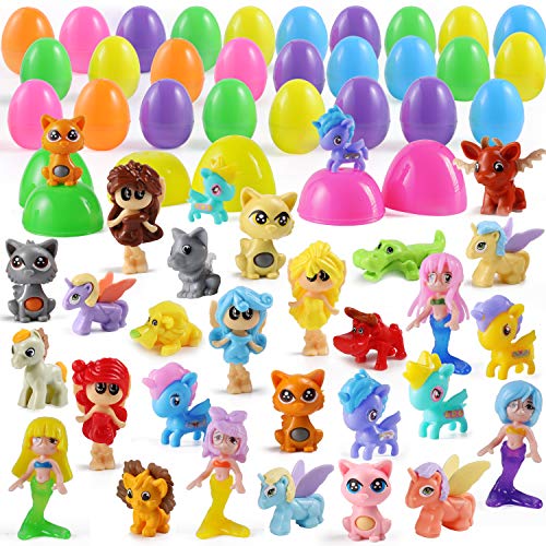 JOYIN 30 Pcs Prefilled Easter Eggs with Toys DIY Mini Assembling Block Toys for Easter Basket Filler, Easter Eggs Hunt, Easter Theme Party Favors, Classroom Prize Supplies