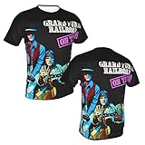 Grand Rock Funk Band Railroad Man T Shirt Short Sleeve Double Print Crew Tee Teens T Funny Summer Shirt for Outdoor Large Black