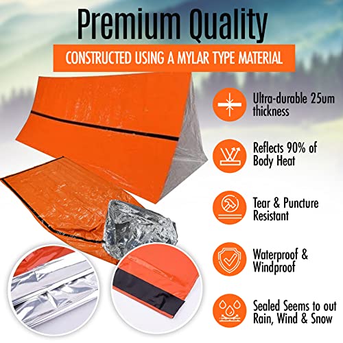 Lanmax 821 Kit Combo Bolsa de Dormir y Refugio de Emergencia, Tela Mylar Naranja, 6 x 6 x 3 pulgadas, 8.64 oz miniatura 5