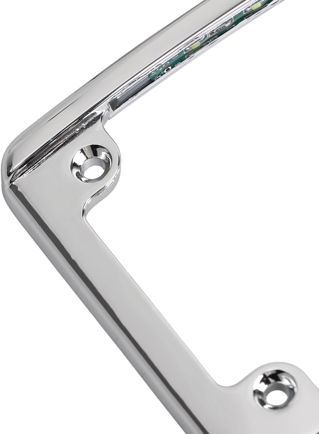 Aluminum Chrome Curved License Plate Frame w/LED Light Fit for Harley Touring Road King Electra Road Street Glide Dyna Softail