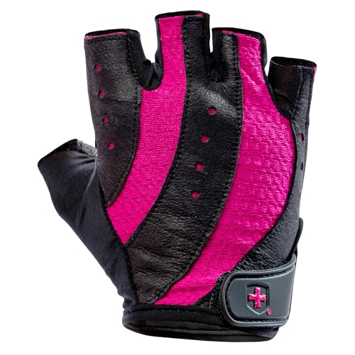 Harbinger Women's Pro Gloves with Vented Cushioned Leather Palm for Weightlifting, Training, Fitness, and Gym Workouts Medium