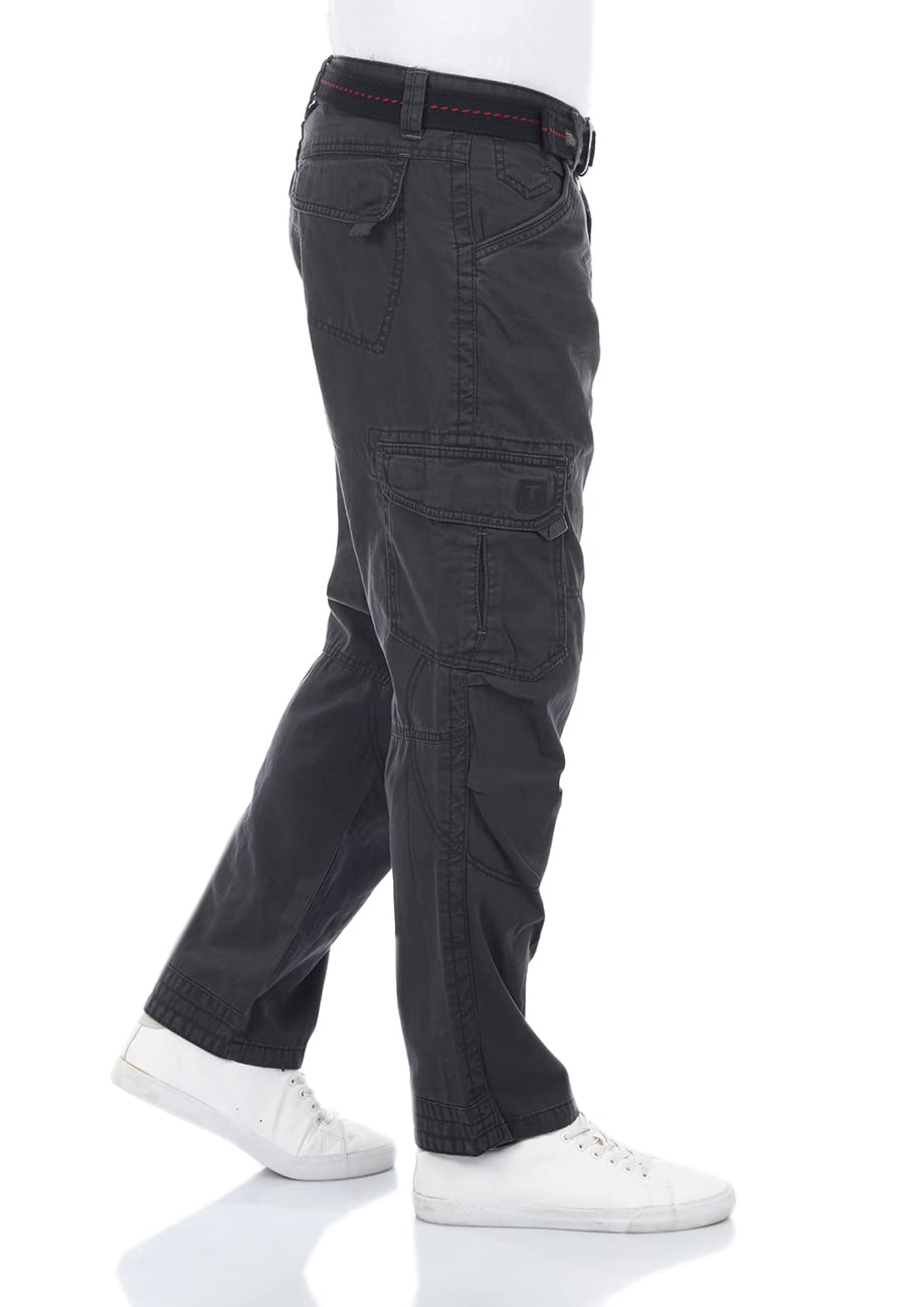 Timezone Cargohose Herren mit Gürtel BenitoTZ Loose Fit Cargo Hose Taschen Baumwolle Beige Grau Khaki 29 30 31 32 33 34 36 38 40