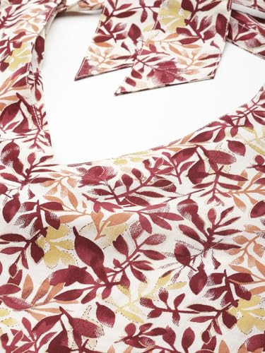 Image of Varanga Women Maroon Floral Printed Midi Dress