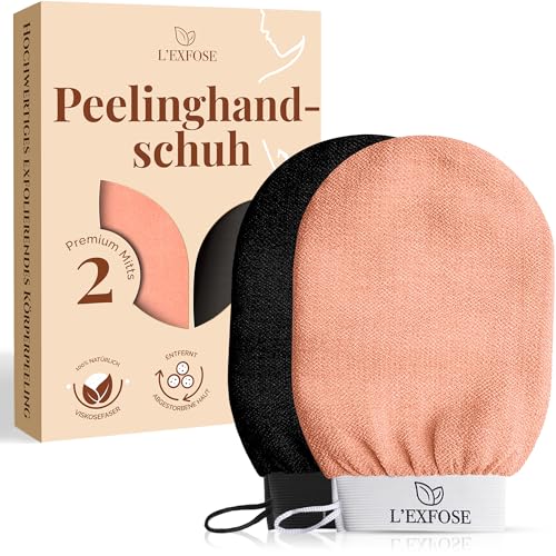 LExfose Peelinghandschuh 2er-Pack für Körperreinigung und glatte Haut Hamam Handschuh Kessa Glove Kese Handschuh koreanischer Peelinghandschuh Duschhandschuh zum Körperpeeling