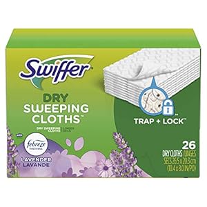 Swiffer Sweeper Dry Sweeping Pad, Multi Surface Refills for Dusters Floor Mop with Febreze Lavender Scent, 52 Count