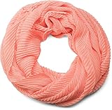 Größe: ca. 58 x 90 cm styleBREAKER gekreppter unifarbener Loop Schlauchschal, Crash and Crinkle, Schal, Tuch, Plissee, Damen 01016127, Farbe:Koralle