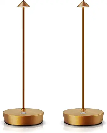 SAKRINGT 2 Pack Cordless Table Lamps Rechargeable, 6000mAh Battery Operated Waterproof Stepless Dimming Modern Portable LED Table Light for Restaurant Dining Patio Outdoor